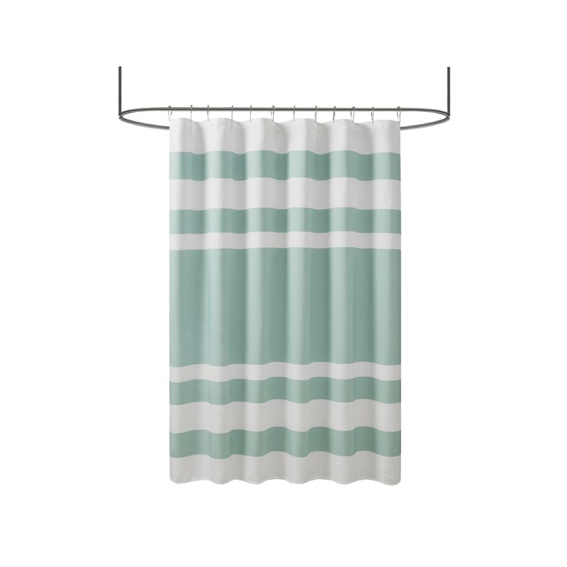 Madison Park MP70-1485 Spa Waffle Shower Curtain 72x72 Aqua,72x72