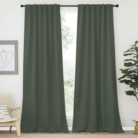 NICETOWN Bedroom Blackout Curtain Panels - (Dark Mallard Color) 52 x 108 inch, 2 PCs, Insulating Energy Saving Solid Rod Pocket Blackout Drapes for Hall, Villa