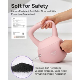 YOTTOY Soft Kettlebell,Kettlebell Anti-Slip Grip Weight for Home Workouts, Kettlebells Set Strength and Safety Guaranteed (15LB-Pink)