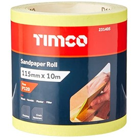 TIMCO 120 Grit Sandpaper Roll - Yellow -115mm x 10m
