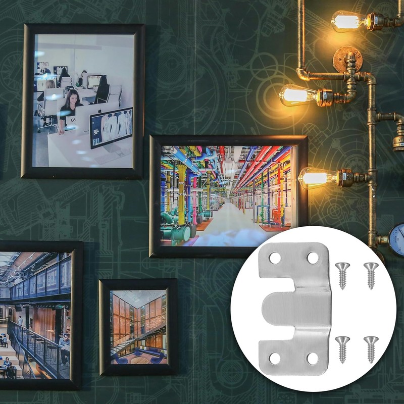 Bojueshaw 4pcs Flush Concealed Mount Brackets,Picture Hanging Z Clip Bracket,Interlocking