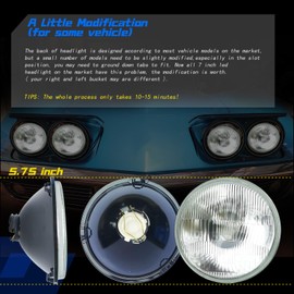 Kit For Impala El Camino 1958 1959 1960 1961 1962 1963 1964 1965 1966 1967 1968 1969 1970 High Low Beam, 5 3/4" 5.75 inch Glass Lens Round Lights,With 4 pcs H4 6000K White LED Light Bulbs, 8-Pack