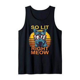 So Lit Right Meow EDM Techno DJ Rave Party Festival Cat Tank Top