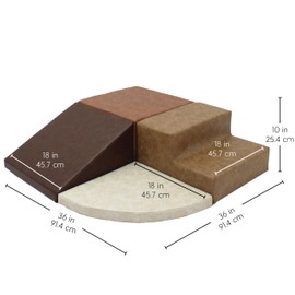 FDP Rustic Western Toddler Playtime Corner Climber, Distressed Faux Hide Leather, Indoor Active Play Structure for Toddlers and Kids, Safe Soft Foam for Crawling and Sliding (4-Piece Set), 11619-DA