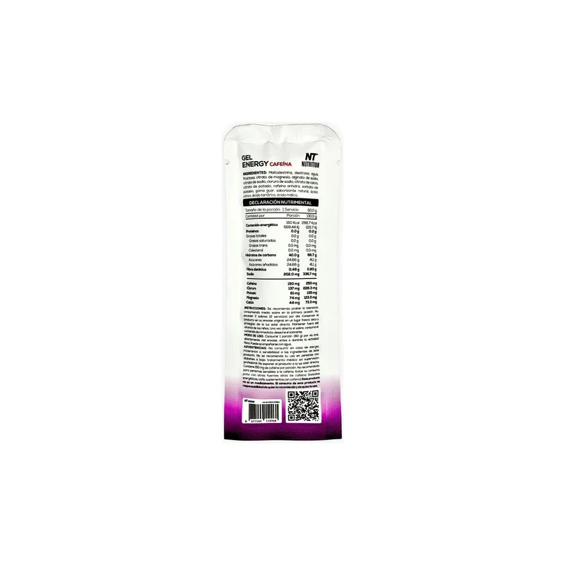 Nt Nutrition Gel Energetico Con 150 Mg Cafeina 20 Piezas