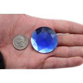 KraftGenius Allstarco 43mm Sapphire H104 Large Flat Back Round Acrylic Rhinestones Plastic Circle Gems for Costume Making Cosplay Jewels Pro Grade Embelishments - 4 Pieces