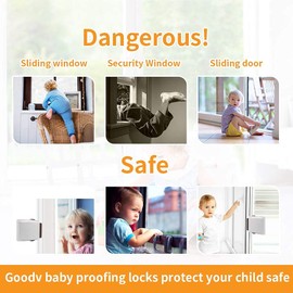 Child Proof Window Sliding Door Lock 2 Packs Brown (Suit for Working Space over 0.42in and under 1.18in) Security Your Baby Safe and Protect Kid outof Dangerous at Home (2, Brown)