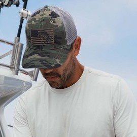 Pnkvnlo Fishing Hat for Men - Fishing Gifts Patriotic Snapback Fishing Hats - Outdoor Mesh Back American Trucker Hat Fishing