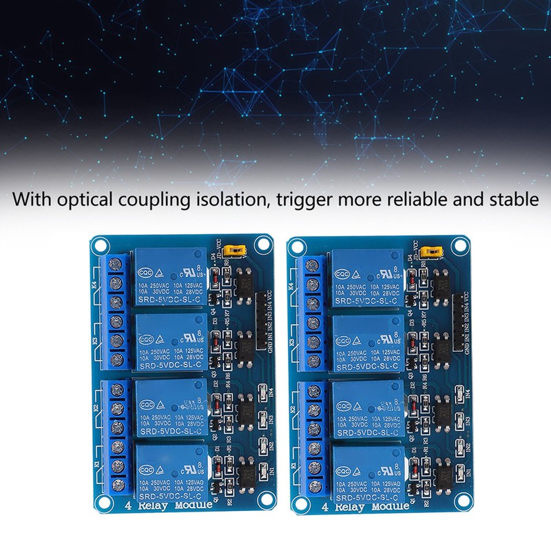 2PCS 4 Channel Relay Module Optocoupler Isolation ABS Solid State