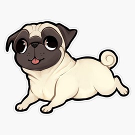 Magnet Cute Pug Magnet Bumper Sticker Car Magnet Flexible Reuseable Magnetic Vinyl 5"