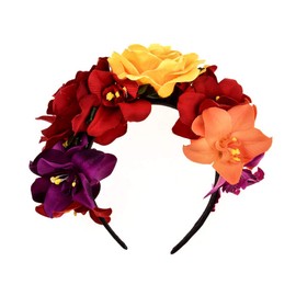 Winslet Flower Headband Wedding Hair Wreath Crown - Women Girls Flower Wreath Hair for Wedding Party, Red-rose