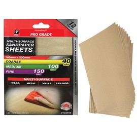 12pc Sandpaper Sheets | Assorted Grits Aluminium Oxide Sand Paper Pack For Wood & Walls | 4x Fine, 4x Medium, 4x Coarse Grit Sanding Paper