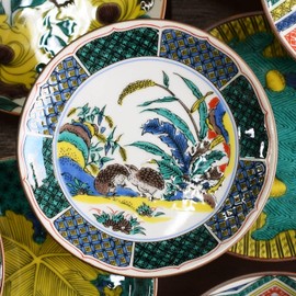 Stylish Kutani Ware Dish, Specialty, Bean Plate, Old Kutani Color Painting Plant, Flower Plant, Pottery, Small Plate, Japanese Tableware