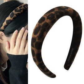 French Leopard Print Headbands for Girls Women Vintage Hair Accessories for Braids Thick Hair Bands for Thin Hair Non Slip Headbands for Women Girls Y2k Leopard Headband Headpiece Costume Hairband