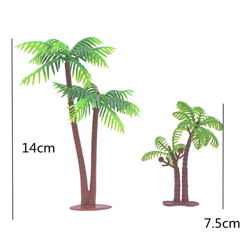 XHBTS Set of 10 Miniature Palm Trees, Plastic, Model Trees