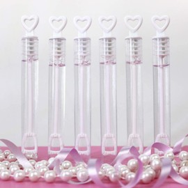 GiftExpress 96 pcs 4.2" White Heart Bubble Wands, Party Favors for Weddings Supplies, Valentine's Day, Party and Anniversaries (96 Pack)