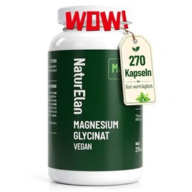 Magnesium Glycinate High Dose Capsules 270x - 300mg Magnesium per Daily Dose, Vegan, Laboratory Tested, Premium: Chelated Magnesium Bisglycinate, High Dose