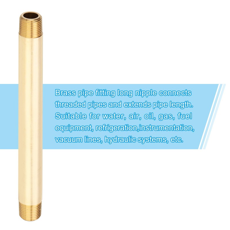 PATIKIL 3Pcs 6" Long 3/8" x 3/8" NPT Male Brass