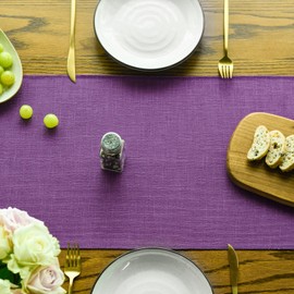 Artoid Mode Lilac Purple Boho Rural Rustic Farmhouse Tassel Table Runner, 33x143 cm Spring Kitchen Dining Table Decoration Wedding Holiday Party Decor