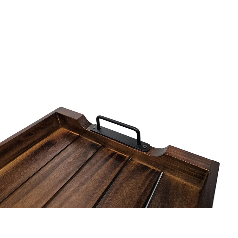 Rustic Tray with Modern Black Handles