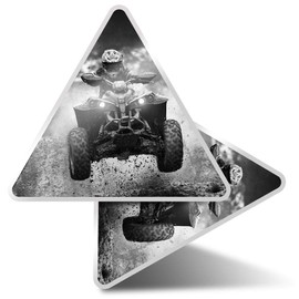 2 x Triangle Stickers 10cm - BW - ATV Quad Bike Transport Fun Decals for Laptops,Tablets,Luggage,Scrap Booking,Fridges, #41022
