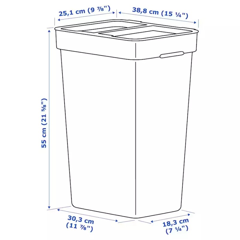 IKEA NEW HÅLLBAR Garbage Bin Pale w/lid gray 35L/9 gall