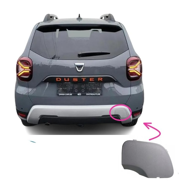 appRUN Rear Bumper Tow Bar Hook Cap Grey For DACIA