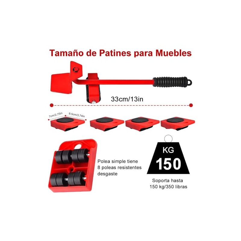 Juego de 5 Herramienta de Mudanza de Muebles con 4
