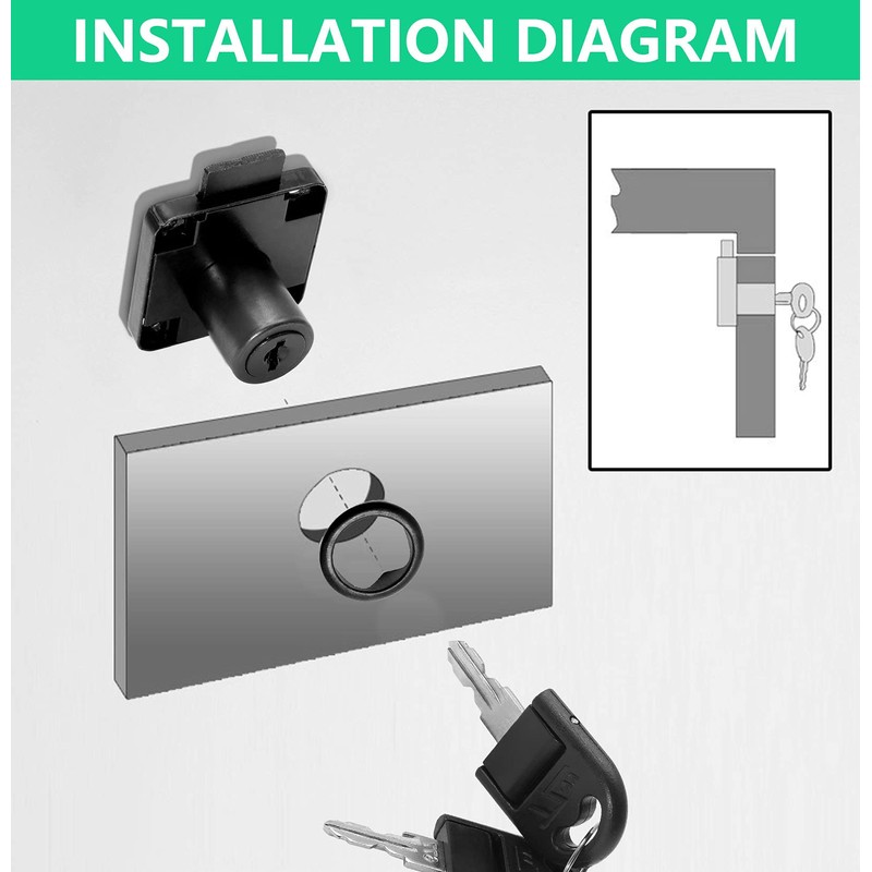 Jiozermi 2 Packs Drawer Lock with Keys, Desktop Lock with