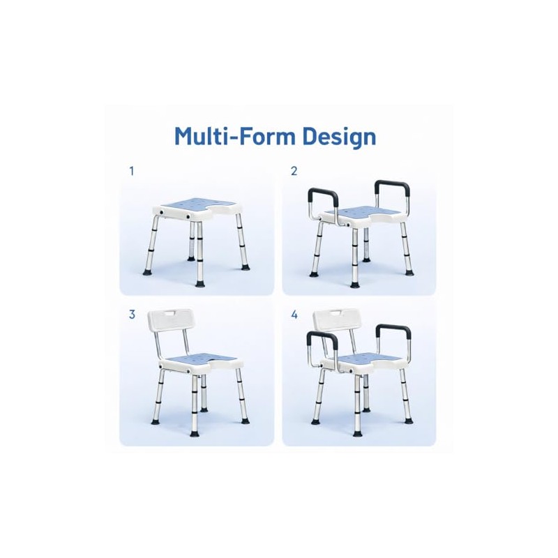 4-in-1 Shower Chair for Inside Shower with Arms and Back,