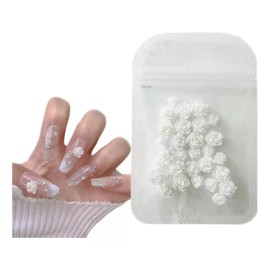 Mouyic Flores 3d Para Decoracion De Uñas Color Blanco