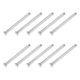 PATIKIL 6 x 80 mm Single Hole Clevis Pins, 10 Pcs 304 Stainless Steel Flat Head Pin for Hitch Pin Lock Link Hinge Systems, Silver