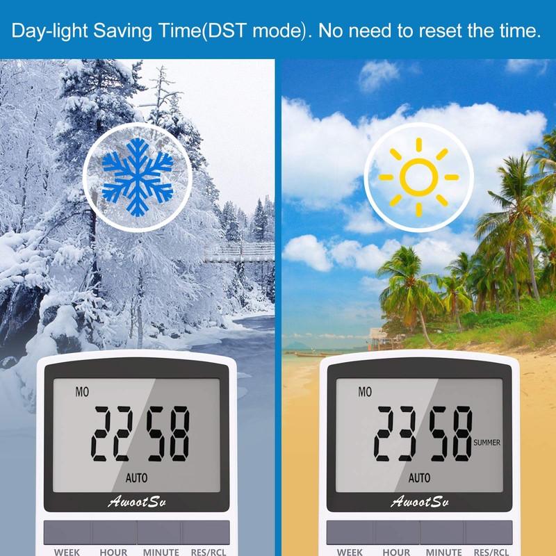 Awootsv Digital Security Timer Plug Socket Programmable Switch Timer with