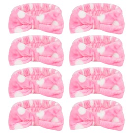 CIEHER 8 Pcs Spa Headbands for Women Girls, Pink Dot Spa Headband for Bachelorette Party Sleep Party, Skincare Makeup Headbands Face Wash Headbands, Bachelorette Gifts for Bridesmaid