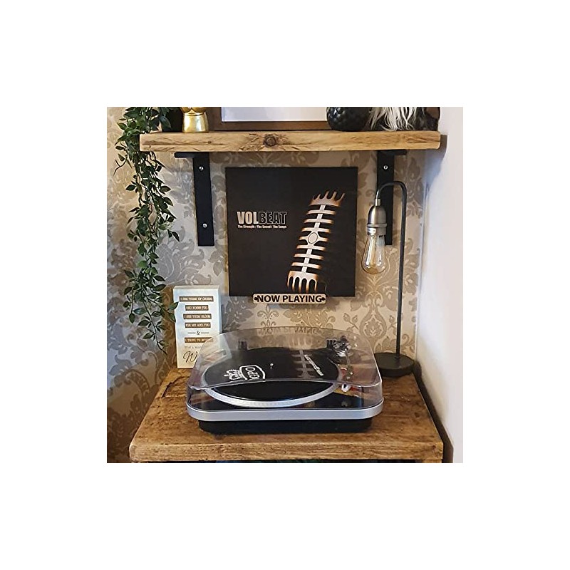 Wall Mounted Now Playing Vinyl Record Storage Display Stand (Oak