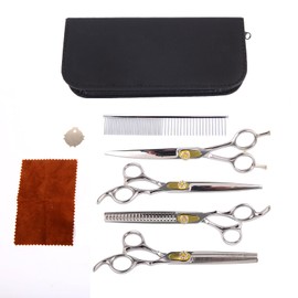 7 Inch Professional Dog Grooming Scissors Kit, 6-in-1 Pet Grooming Scissors for Dogs, Cat Grooming Scissors (Silver)
