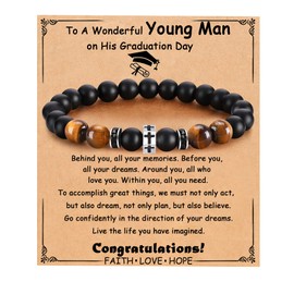 BABORI Graduation Gifts for Him Cross Bracelet for Son Grandson Nephew Christian Faith Religious Bracelets Jewelry Gift