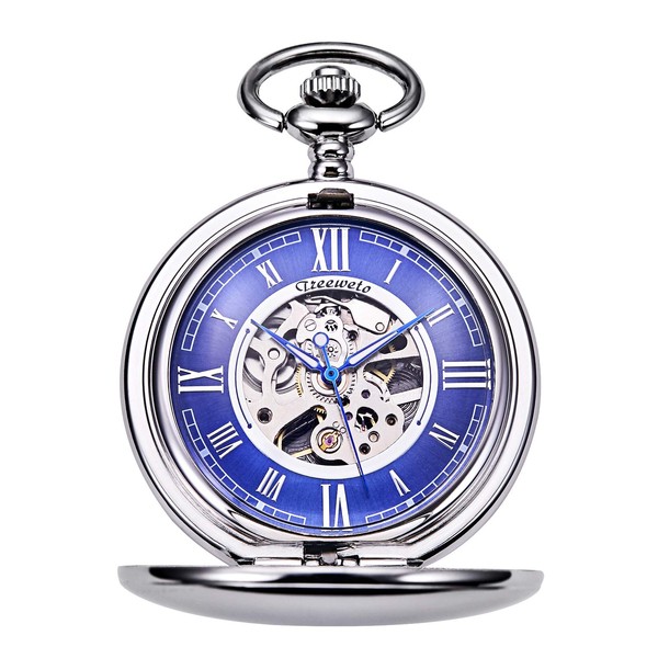 TREEWETO Pocket Watch - Smooth Double Case Series Skeleton Dial