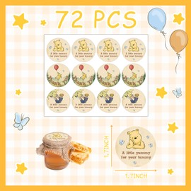 72 Pcs Winnie Stickers, Winnie Baby Shower Decorations, Winnie Baby Shower Decor, Winnie Birthday Decorations, Winnie Baby Shower Gifts, Vintage Winnie Honey Jar Stickers