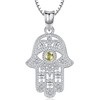 Aniu Necklaces for Women, Hamsa Hand of Fatima Silver Chain