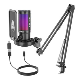 Talomen - Kit de micrófono USB de condensador para videojuegos, con soporte de brazo de brazo ajustable, soporte de choque para instrumentos,...      