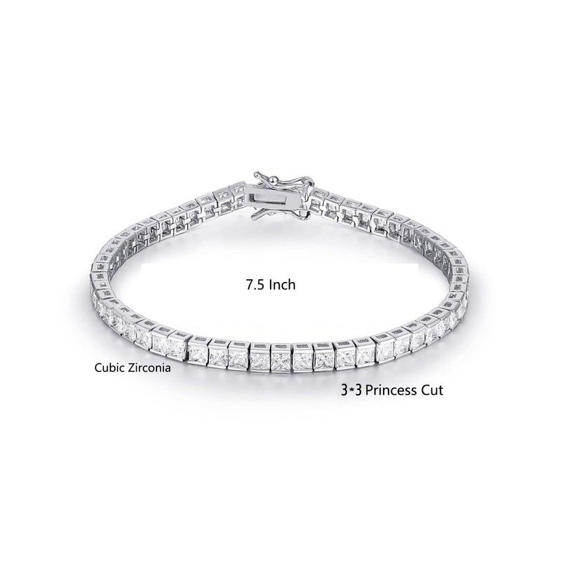 GMESME - Pulsera de Tenis clásica para Mujer, Corte Princesa,