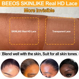 BEEOS 5x5 SKINLIKE Real HD Lace Closure, Bleached Knots Pre-plucked Body Wave Human Hair Closure Natural Black Hair Color 22 Inch