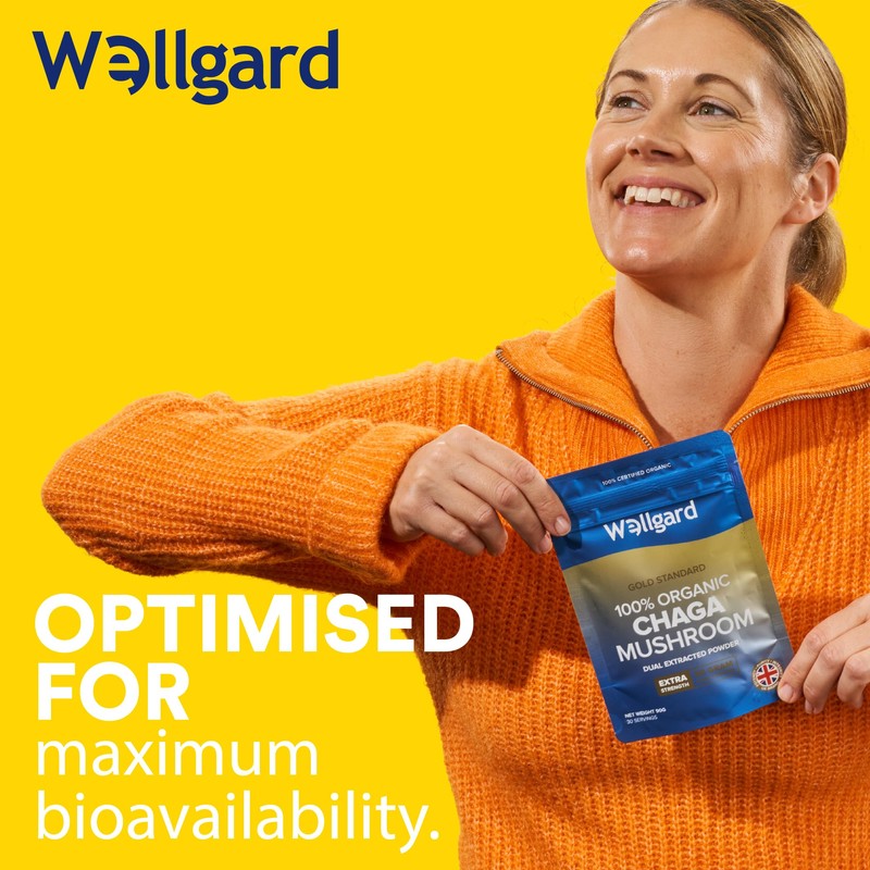 Wellgard Organic Chaga Mushroom Powder 90 Grams - Mushroom Supplement,