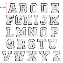 6.5" White Chenille Varsity Letter Patch - Iron On Applique for Letterman Jackets, Backpacks, Hoodies, Shirts,Team Uniforms - FlashMind