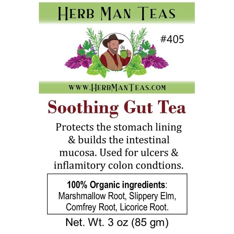HERB MAN TEAS SOOTHING GUT TEA for stomach ulcers, inflammatory