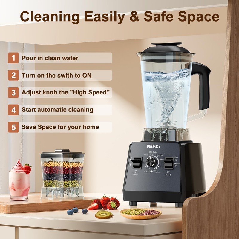 Professional Blender,Smoothies Blenders, PRASKY Max.2400Watts/1000Watts Blender and Grinder Combo 25000RPM
