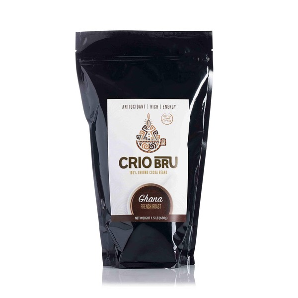 Crio Bru 2 Pack 24 oz French Roast Bundle | Organic Healthy Brewed Cacao Drink | Great Substitute to Herbal Tea and Coffee | 99% Caffeine Free Gluten Free Keto Whole-30 Honest Energy (24oz (2 Pack))