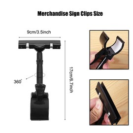 6PCS POP Adjustable Plastic Merchandise Sign Display Clip Holder Rotatable Pop Clip-on Holder Stand Price Display Holders Commodity Sign Price Tag Label Display Adjustable Clips