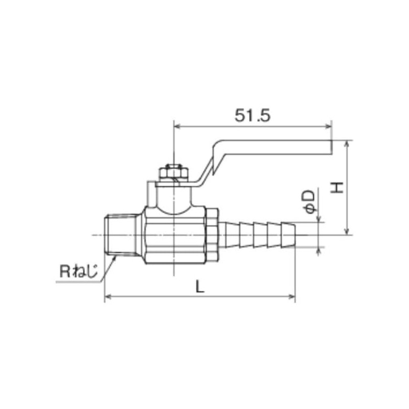 Onda Seisakusho MR5-1010 Miniature Ball Valve R3/8 x Hose Nipple
